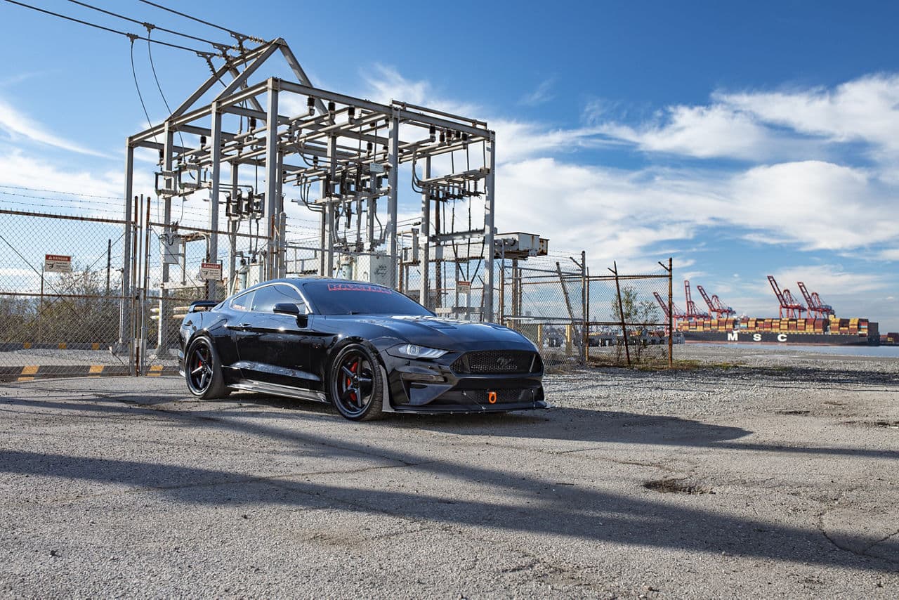 Detail view of 2020 Ford Mustang with wheels