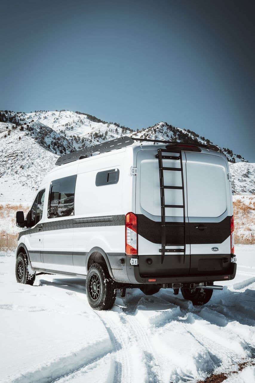 Interior of 2020 Ford Transit with wheels