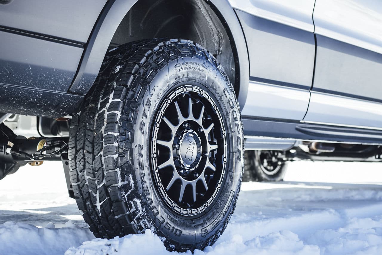 Rear view of 2020 Ford Transit with wheels