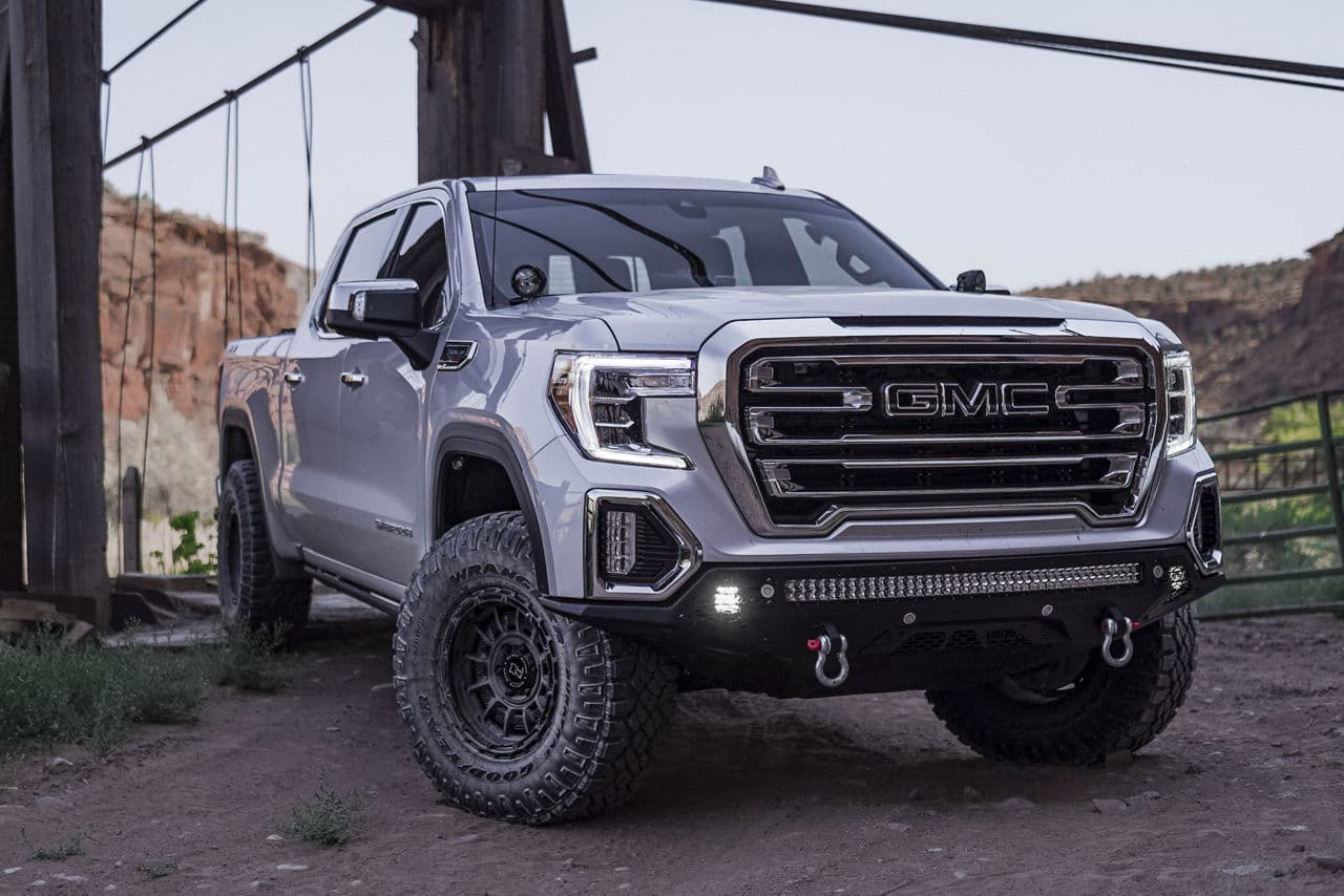 Interior of 2020 GMC Sierra AT4 with wheels