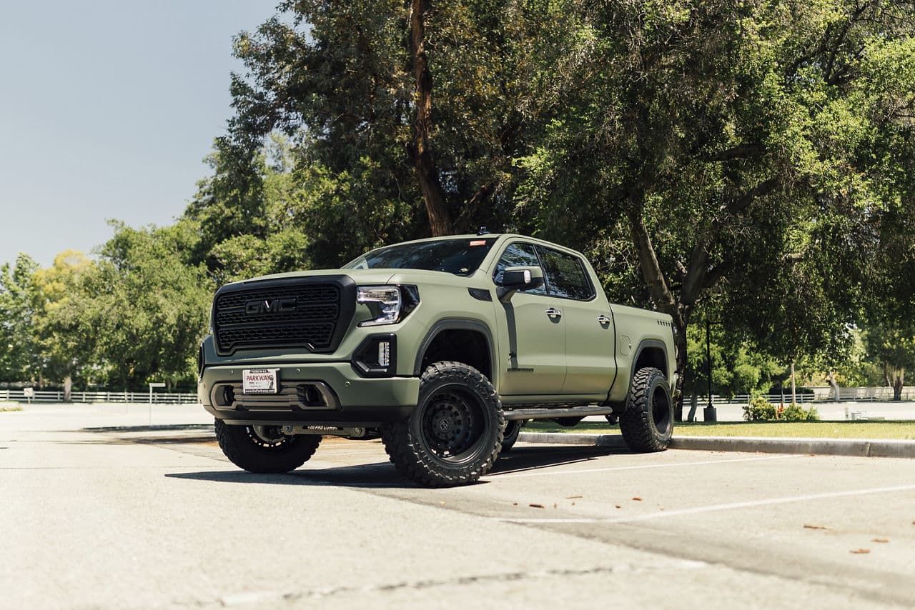 Rear view of 2020 GMC Sierra Denali with wheels