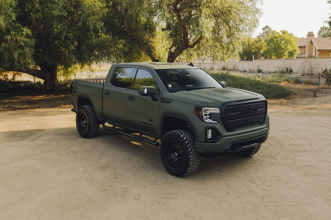 Rear view of 2020 GMC Sierra Denali with wheels