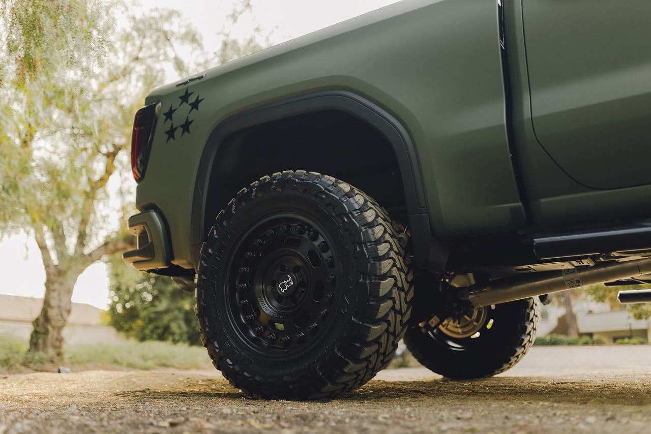 Interior of 2020 GMC Sierra Denali with wheels