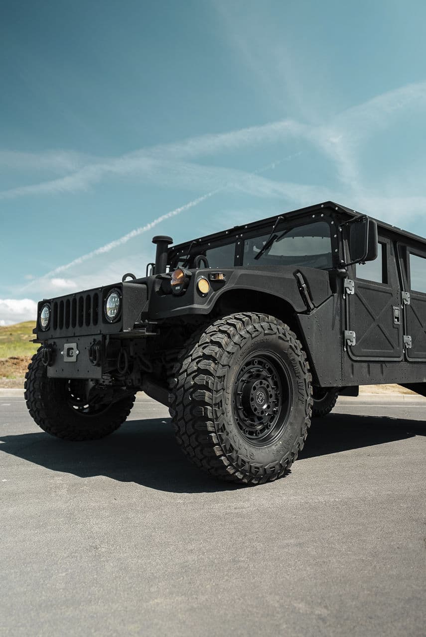 Rear view of 2020 Hummer H1 with wheels