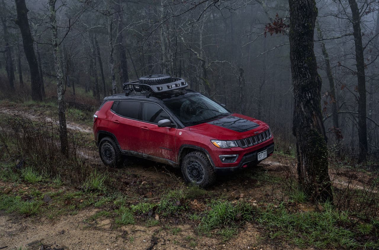 Detail view of 2020 Jeep Compass Trailhawk with wheels