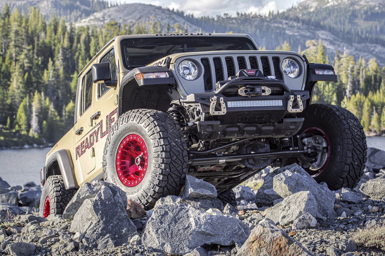Front view of 2020 Jeep Gladiator Rubicon with vehicle wraps