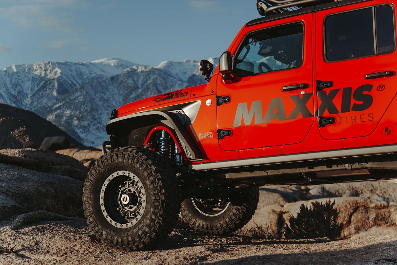 Rear view of 2020 Jeep Gladiator Rubicon with wheels