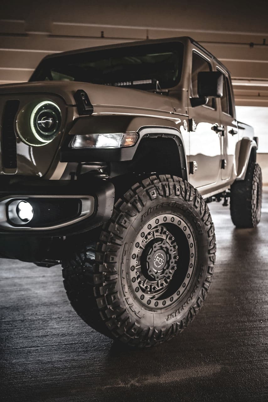 Interior of 2020 Jeep Gladiator with wheels