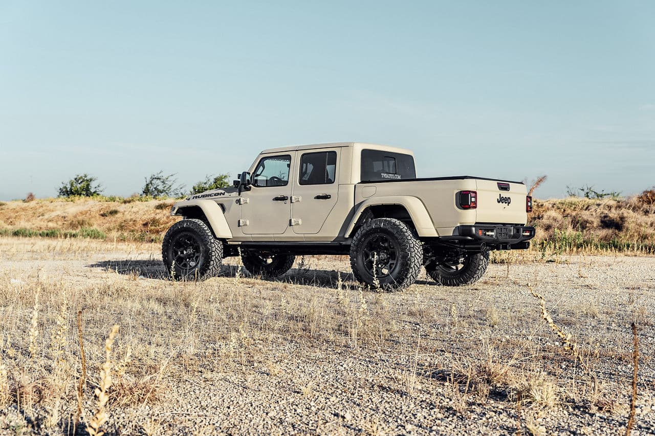Rear view of 2020 Jeep Gladiator with wheels