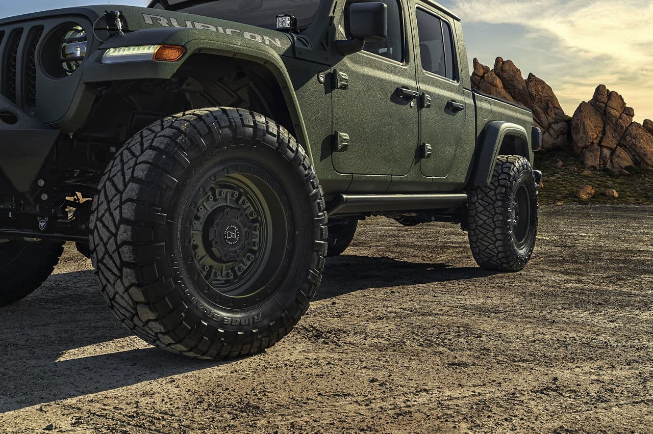 Interior of 2020 Jeep Gladiator with wheels