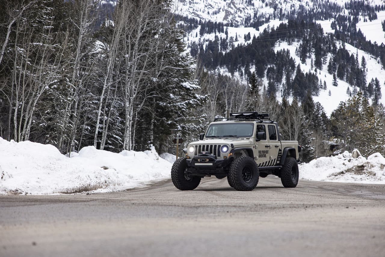 Interior of 2020 Jeep Gladiator with wheels