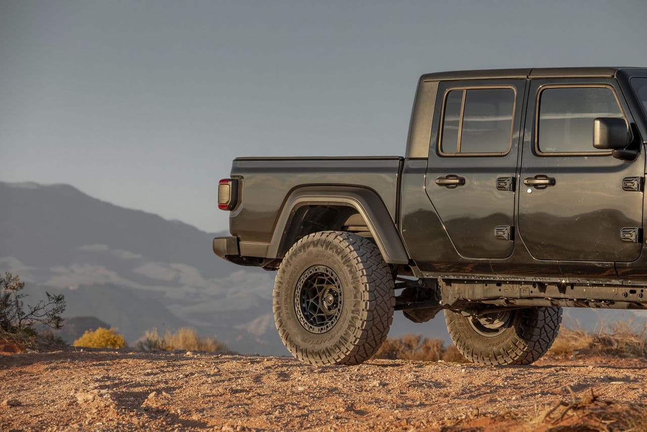 Rear view of 2020 Jeep Gladiator with wheels