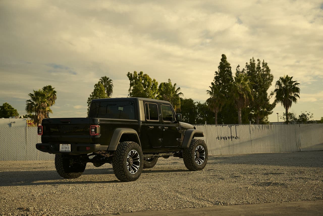 Rear view of 2020 Jeep Gladiator with wheels