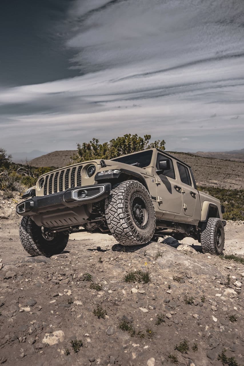 Rear view of 2020 Jeep Gladiator with wheels