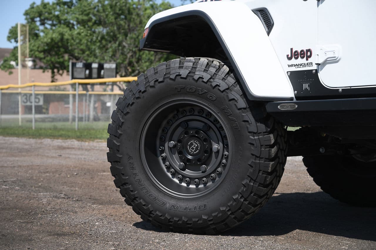 Side profile of 2020 Jeep Wrangler Rubicon with truck suv wheels