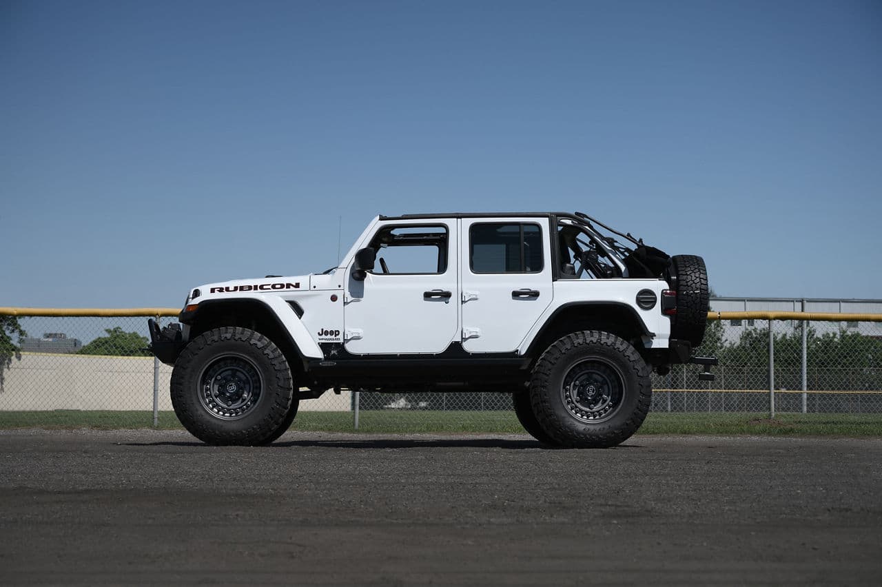 Interior of 2020 Jeep Wrangler Rubicon with truck suv wheels
