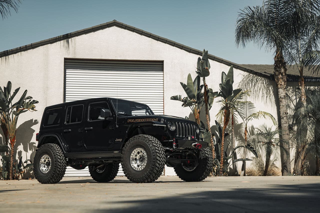 Front view of 2020 Jeep Wrangler Rubicon with wheels