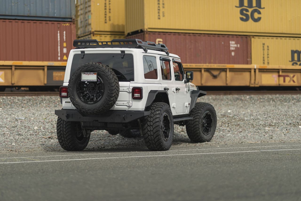 Side profile of 2020 Jeep Wrangler Rubicon with wheels