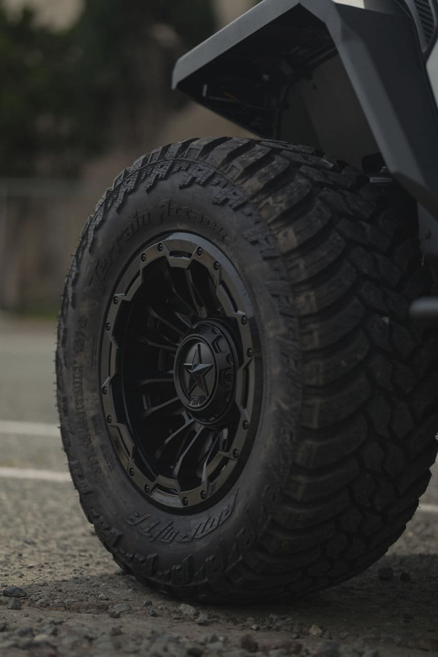 Detail view of 2020 Jeep Wrangler Rubicon with wheels