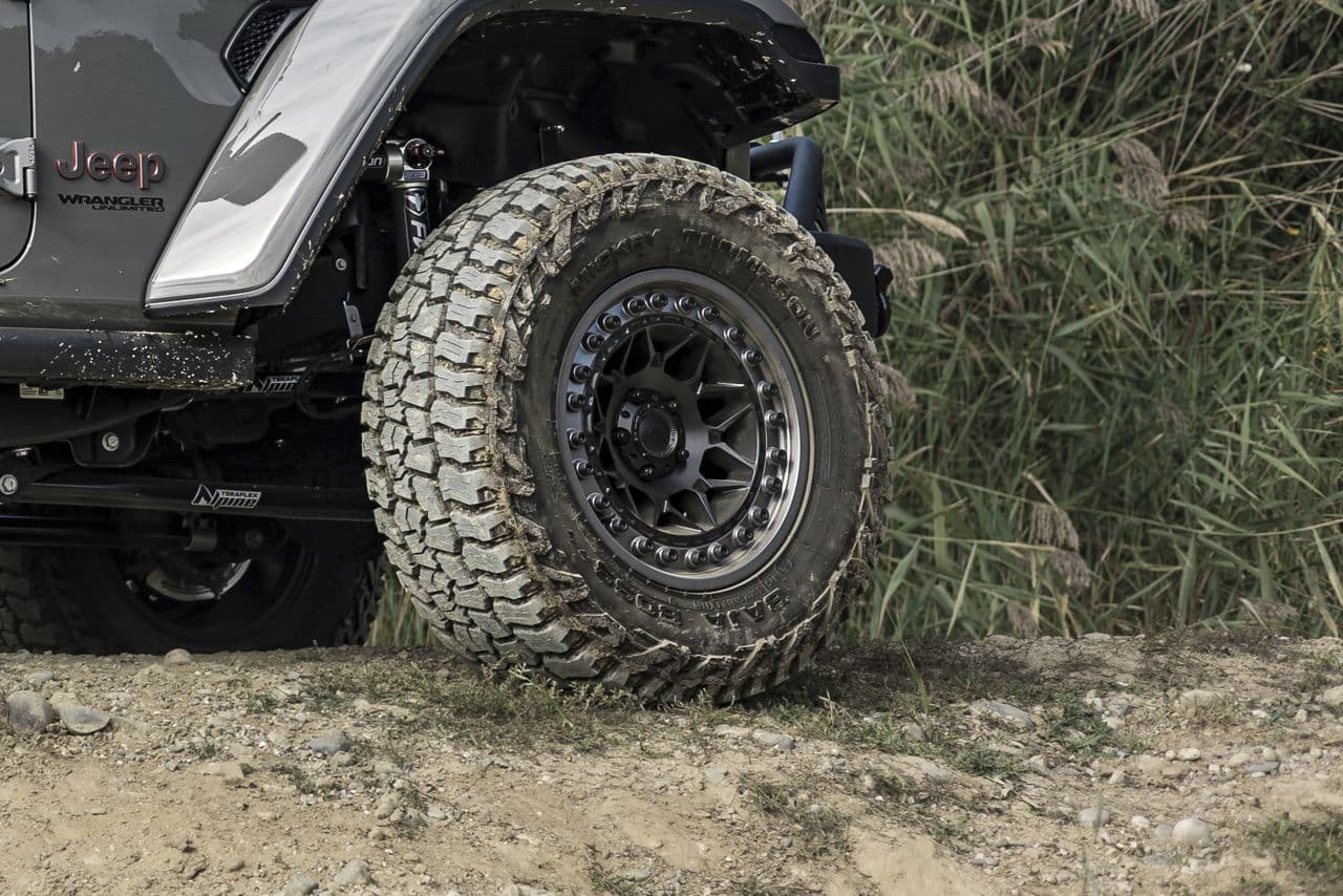 Detail view of 2020 Jeep Wrangler Rubicon with wheels