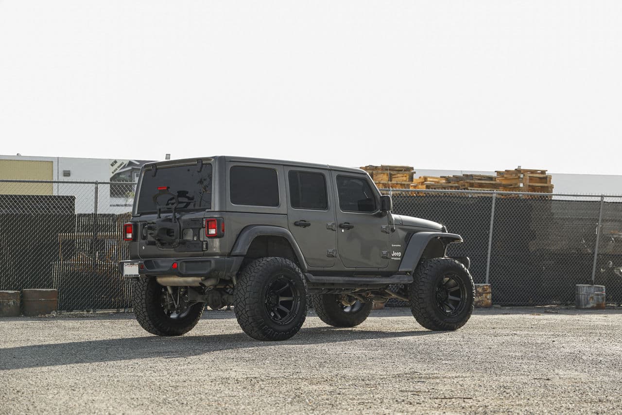 Front view of 2020 Jeep Wrangler Sahara with wheels