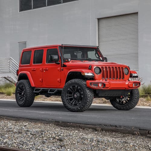 Detail view of 2020 Jeep Wrangler Sahara with wheels