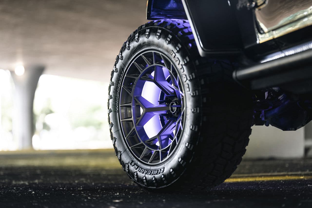 Interior of 2020 Jeep Wrangler with truck suv wheels