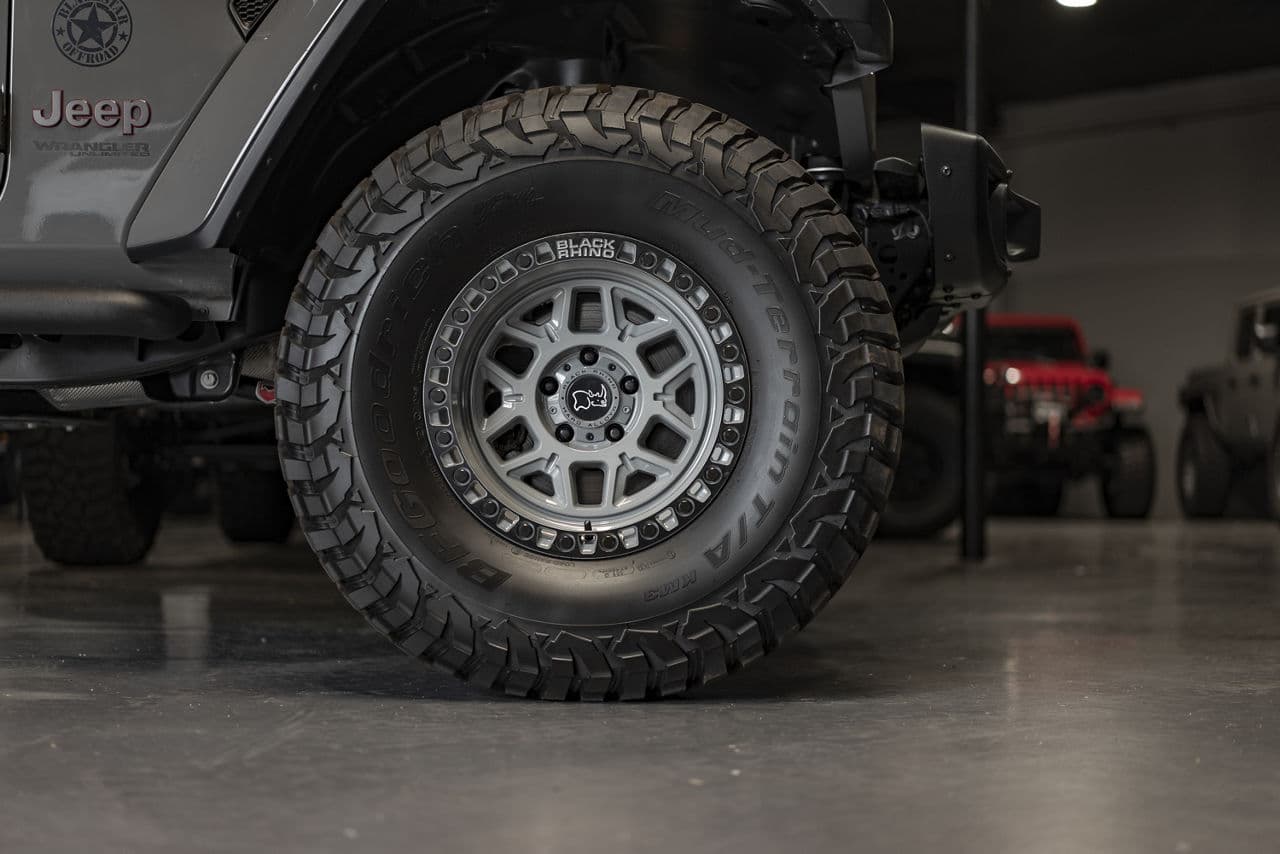 Interior of 2020 Jeep Wrangler with truck suv wheels