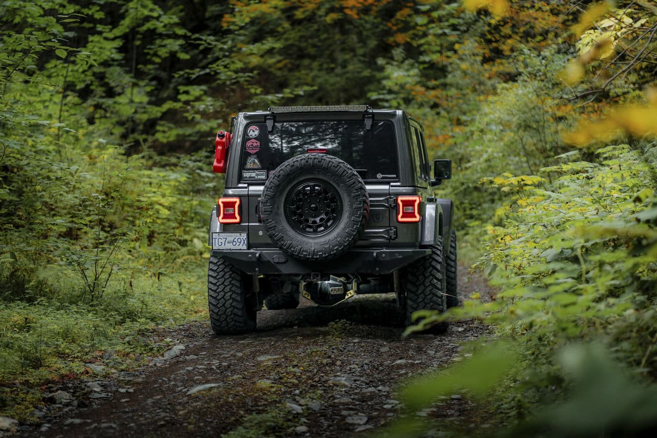 Interior of 2020 Jeep Wrangler with wheels