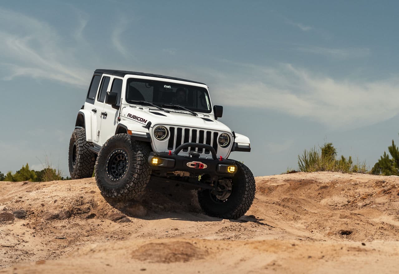 Interior of 2020 Jeep Wrangler with wheels