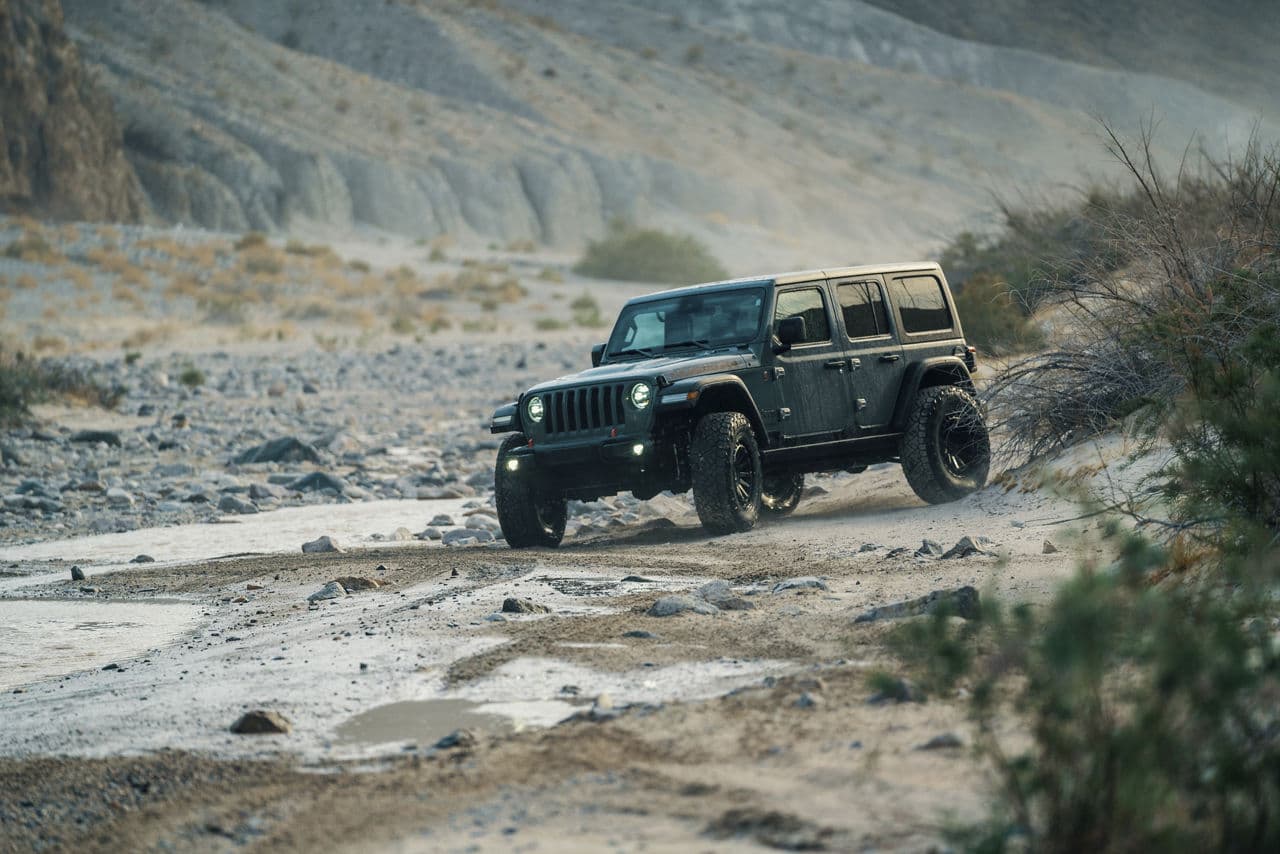 Rear view of 2020 Jeep Wrangler with wheels