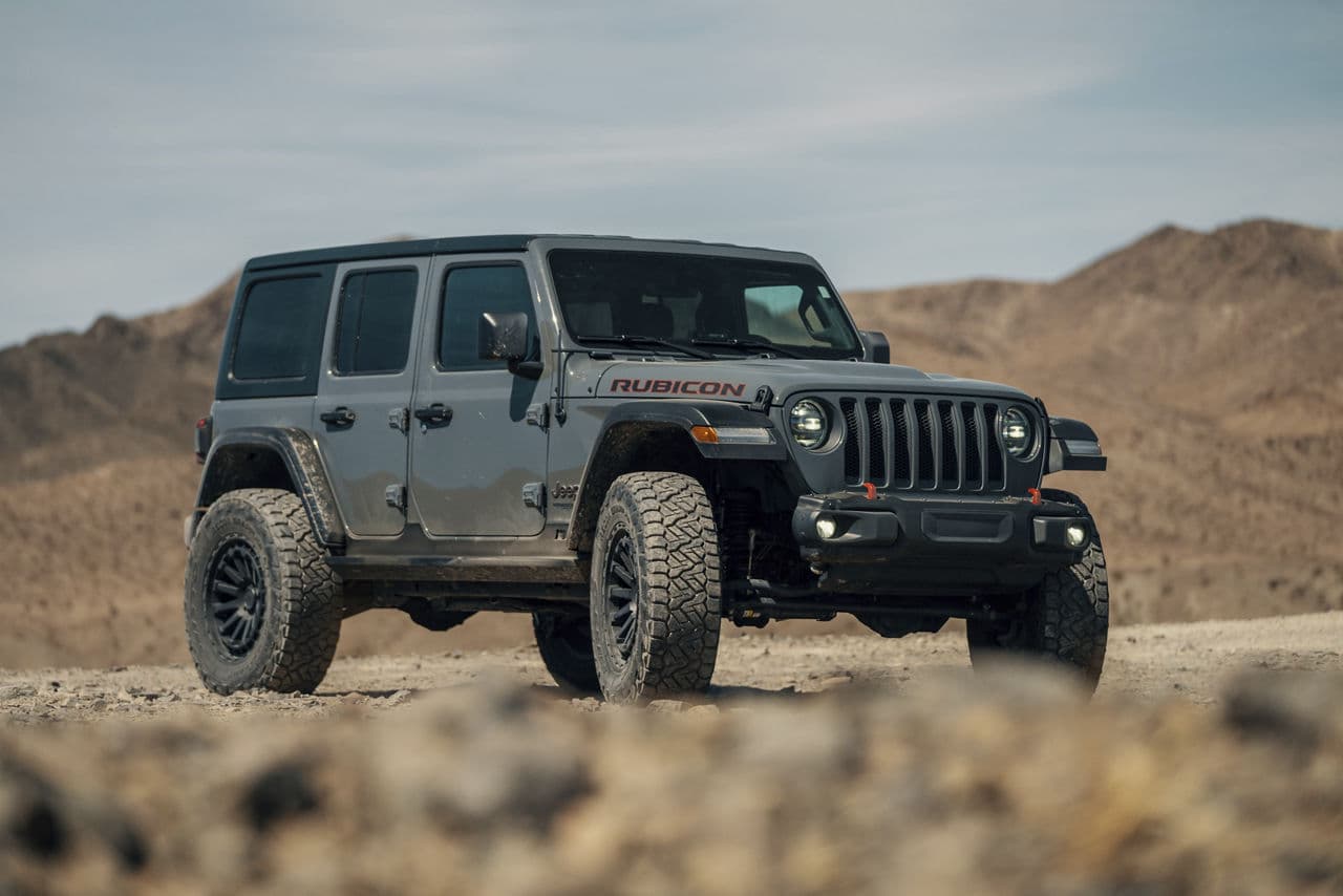Interior of 2020 Jeep Wrangler with wheels