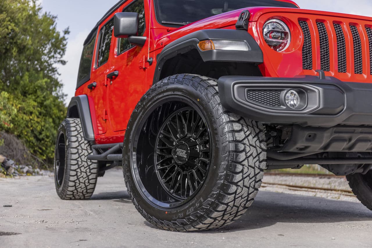 Interior of 2020 Jeep Wrangler with wheels