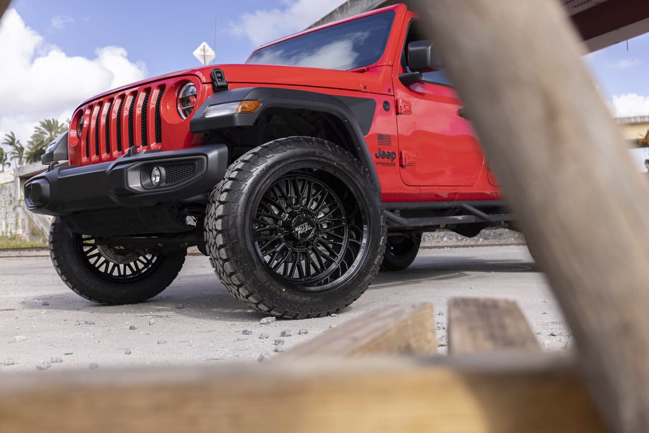 Detail view of 2020 Jeep Wrangler with wheels