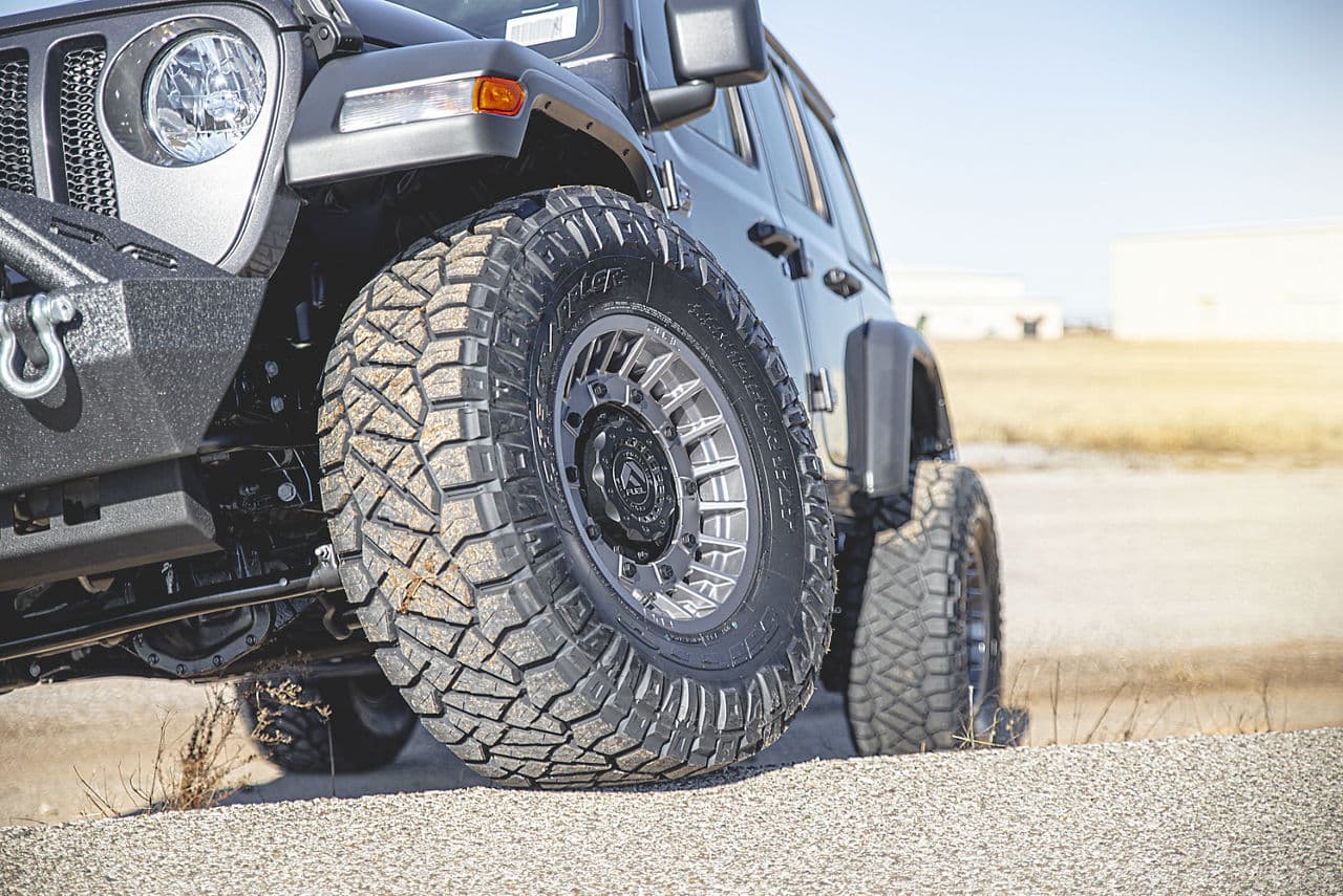 Rear view of 2020 Jeep Wrangler with wheels