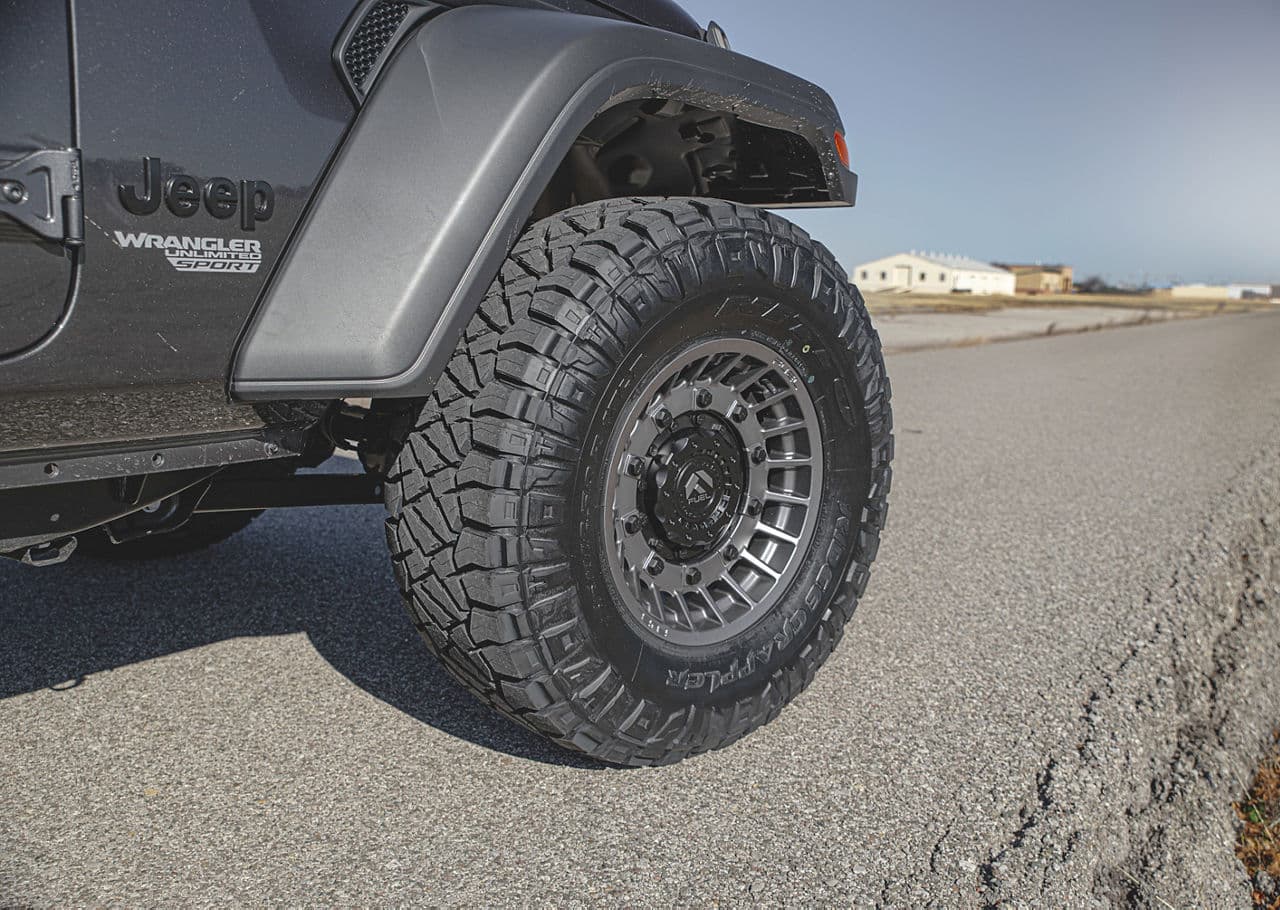 Interior of 2020 Jeep Wrangler with wheels