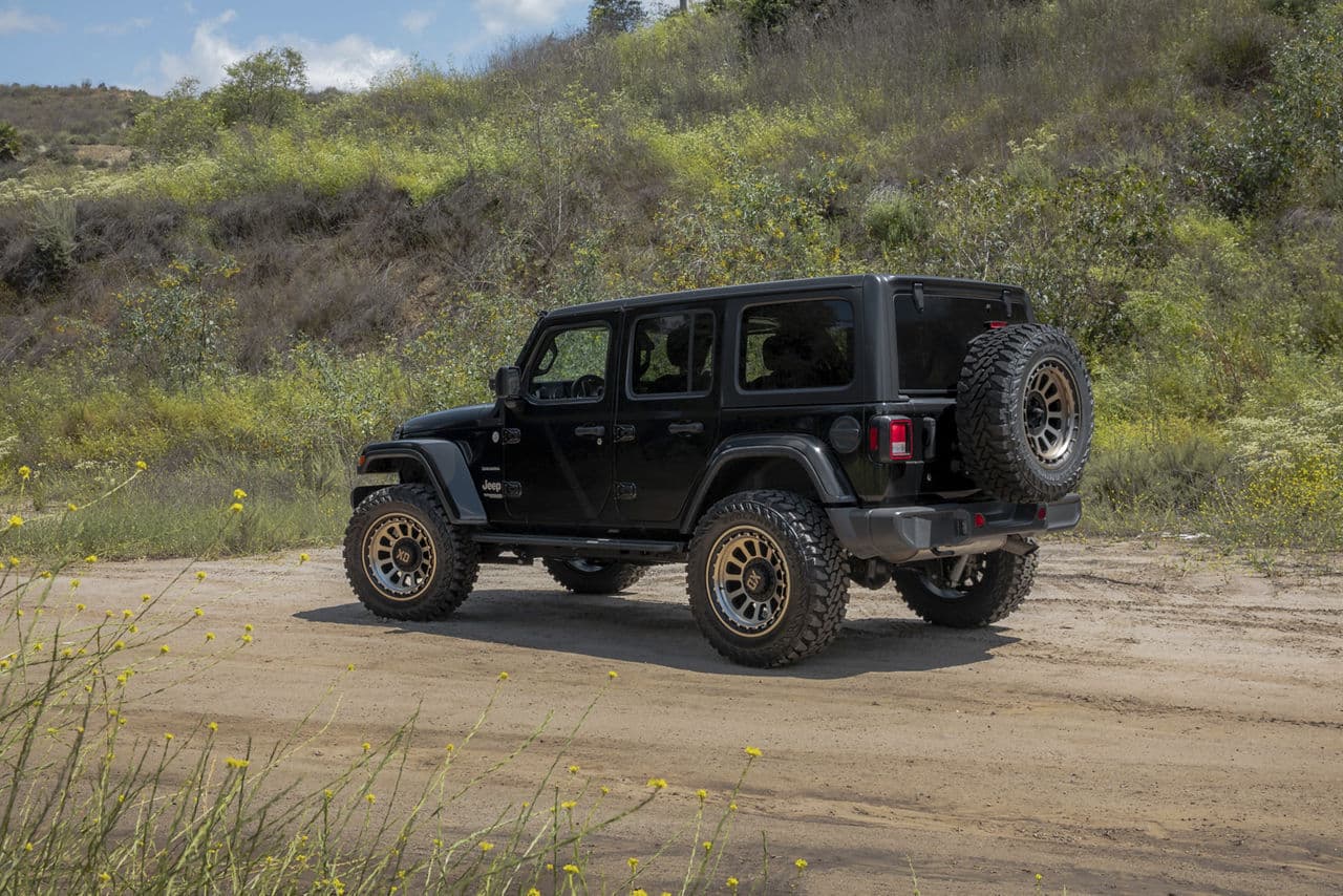 Rear view of 2020 Jeep Wrangler with wheels