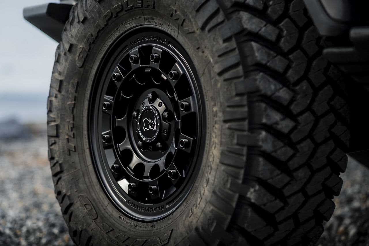Rear view of 2020 Jeep Wrangler with wheels