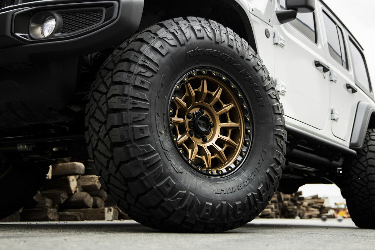 Rear view of 2020 Jeep Wrangler Willys with wheels