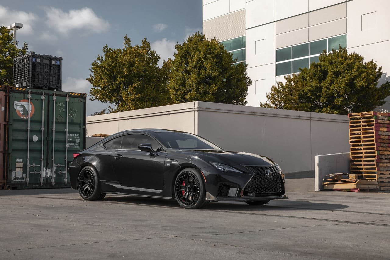Side profile of 2020 Lexus RC-F with wheels