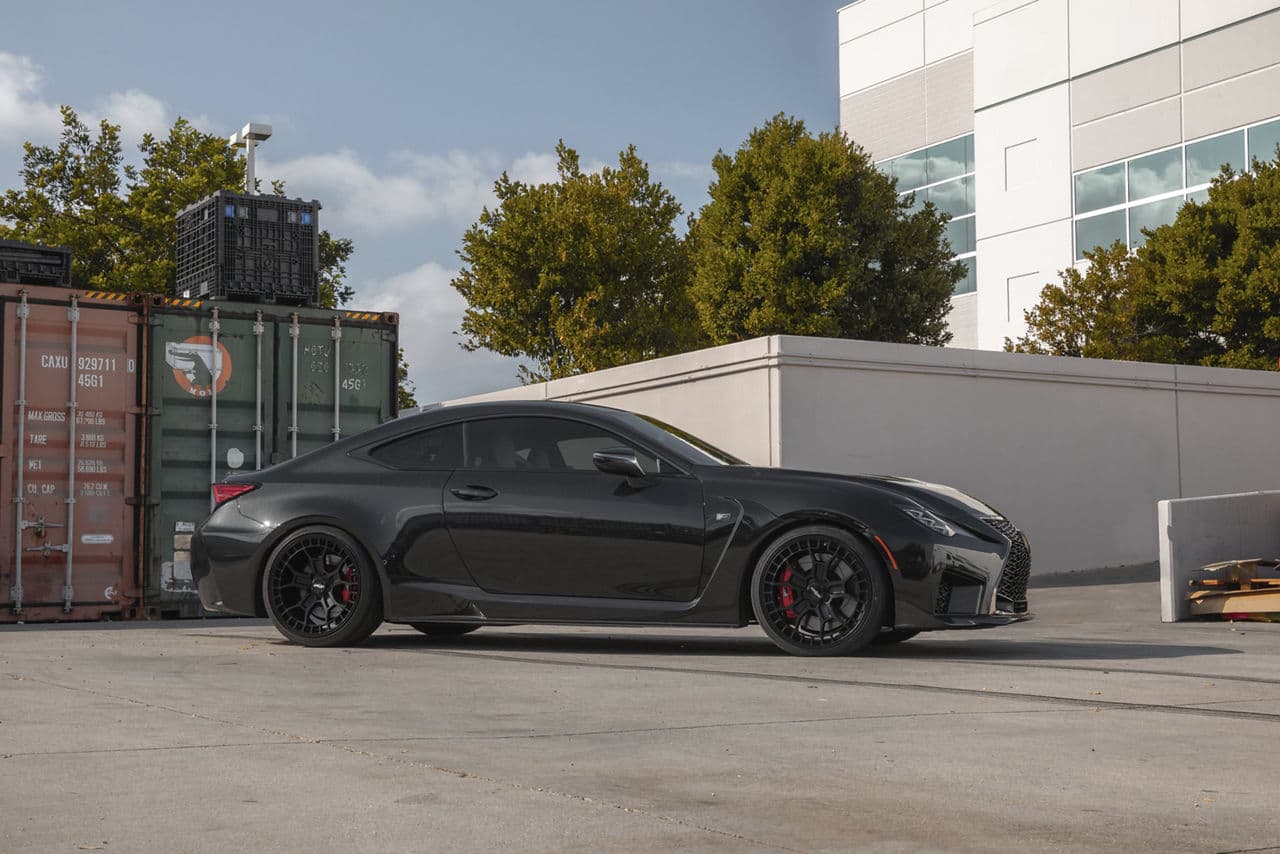 Rear view of 2020 Lexus RC-F with wheels