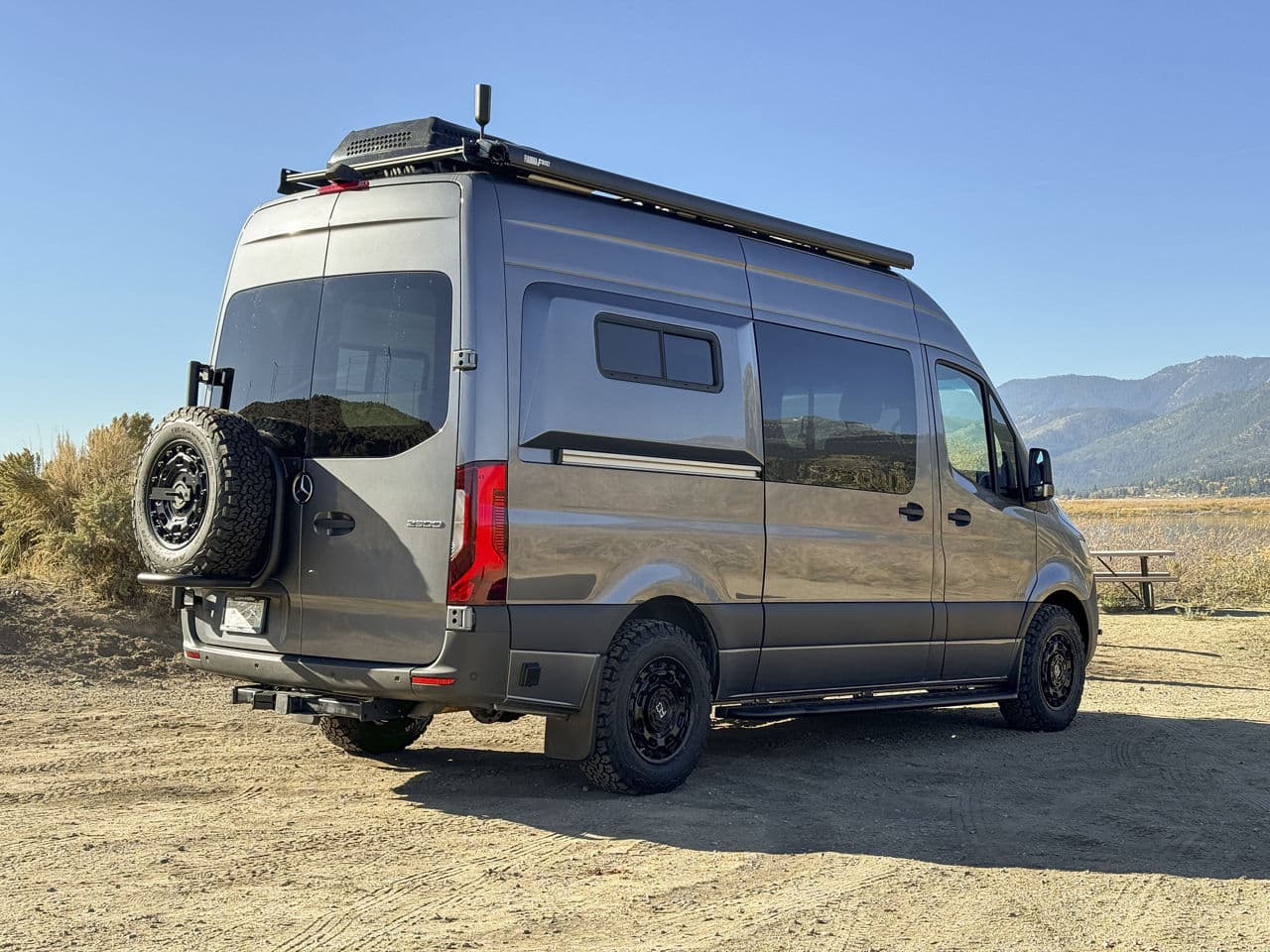 Side profile of 2020 Mercedes-Benz Sprinter with truck suv wheels