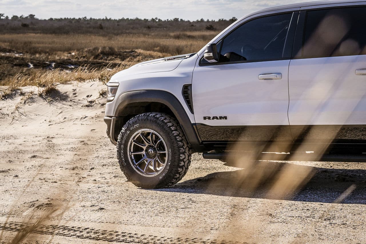 Side profile of 2020 Ram 1500 TRX with wheels
