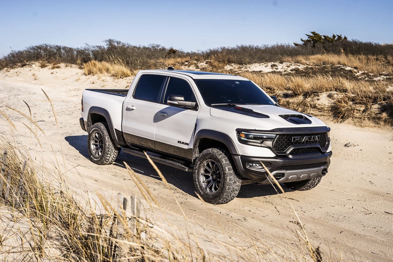 Rear view of 2020 Ram 1500 TRX with wheels