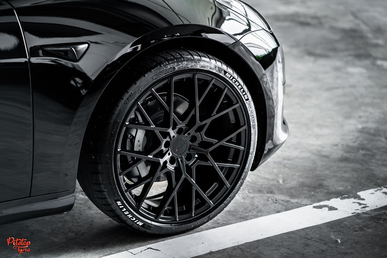 Interior of 2020 Tesla Model 3 with wheels
