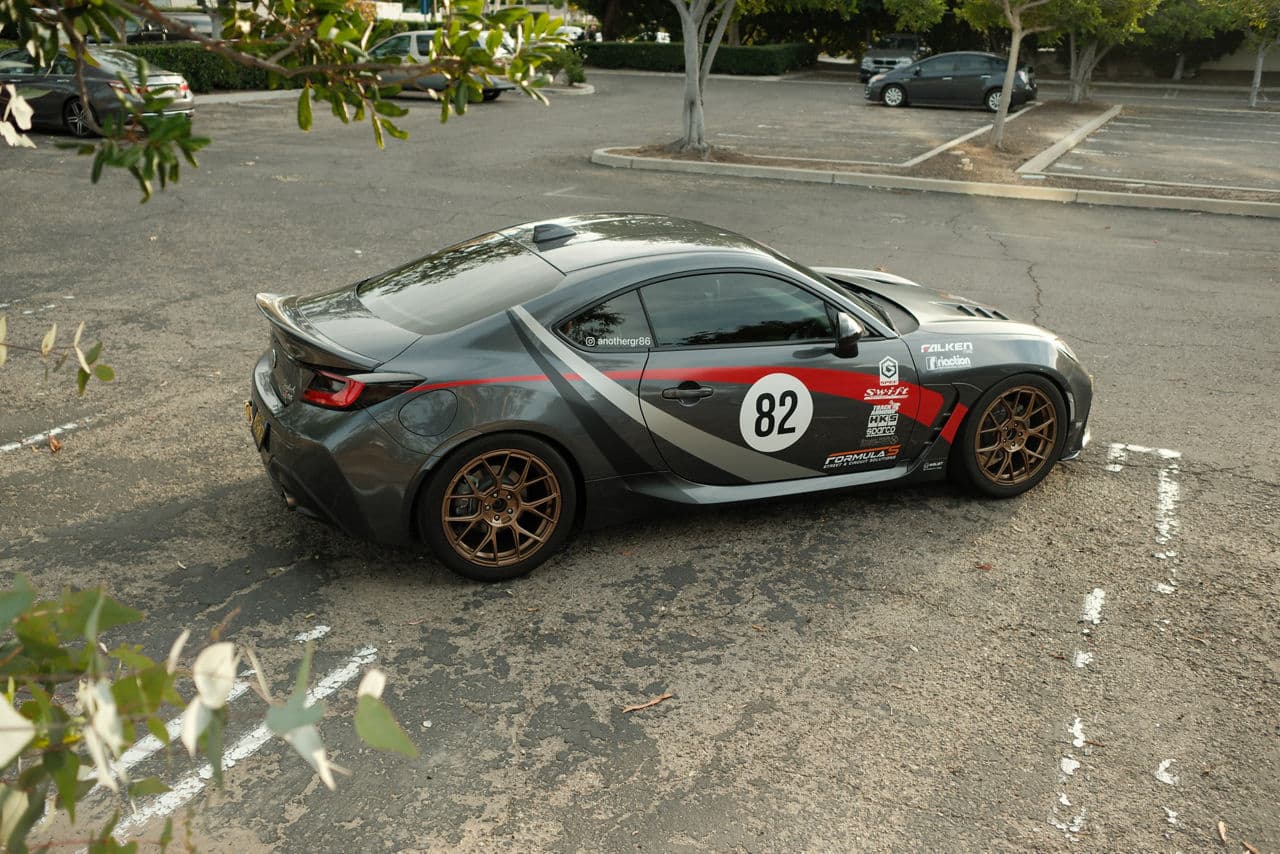 Rear view of 2020 Toyota GR86 with tuner wheels