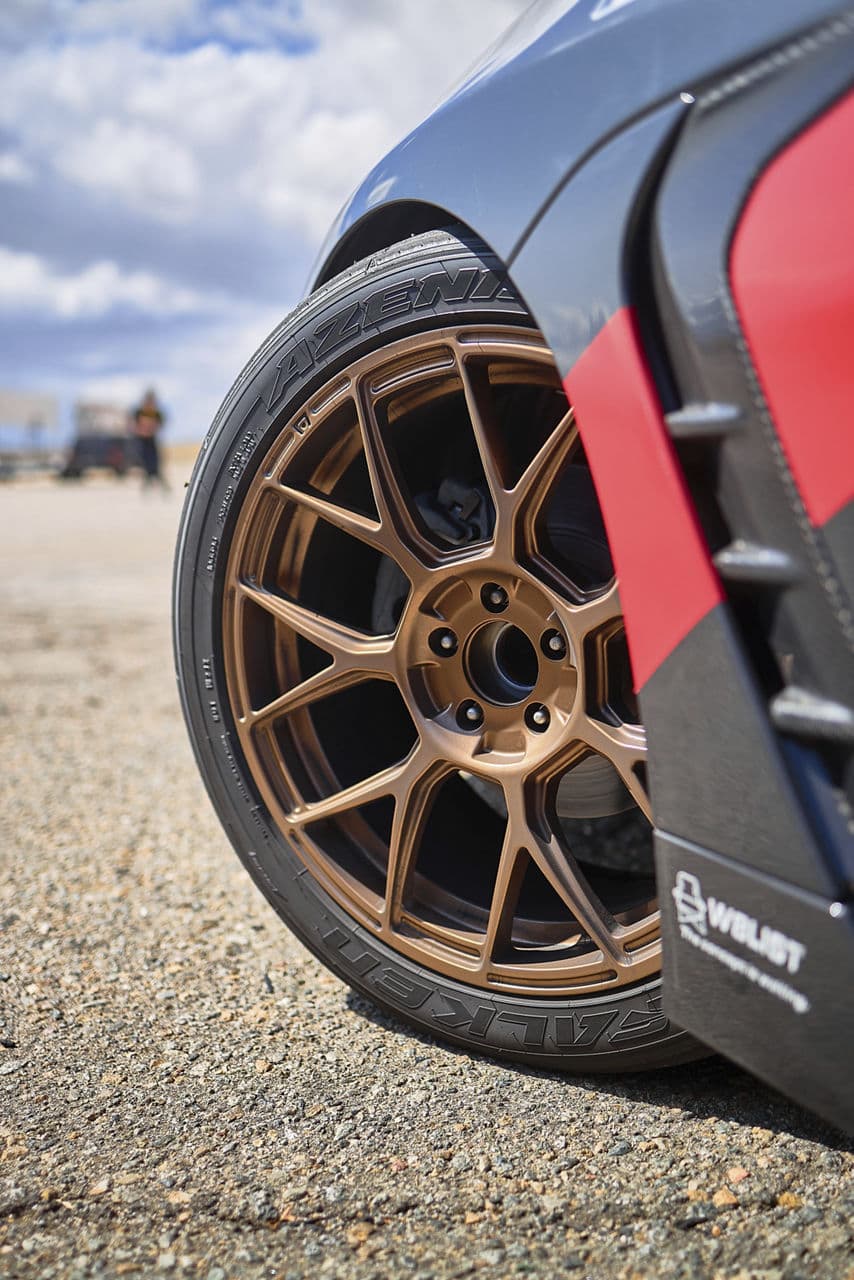 Detail view of 2020 Toyota GR86 with tuner wheels