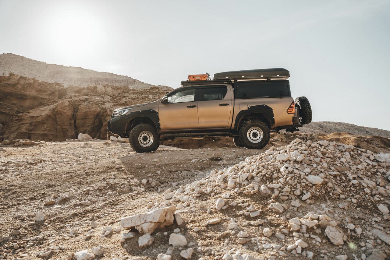 Front view of 2020 Toyota Hilux with wheels