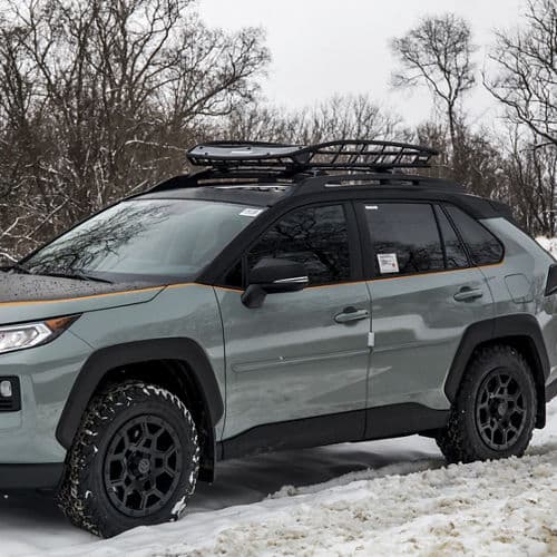 Rear view of 2020 Toyota RAV4 with wheels
