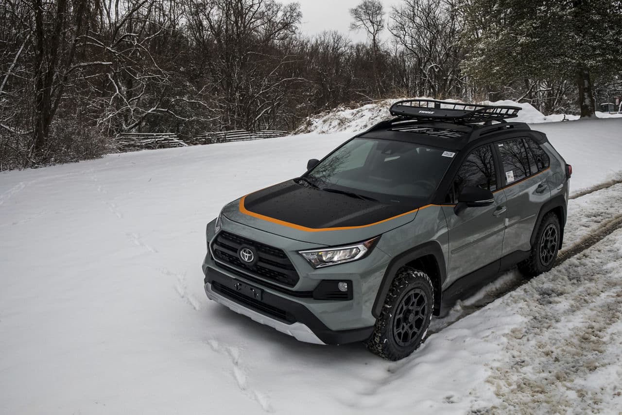 Side profile of 2020 Toyota RAV4 with wheels